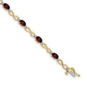 Kazi Luxury 14k Garnet and Diamond Infinity Bracelet